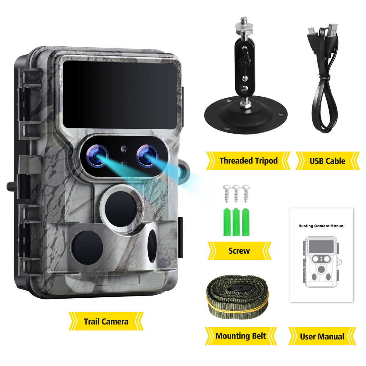 Campark TC06 4K 60MP WiFi Dual Lens Trail Camera with Color Night Vision