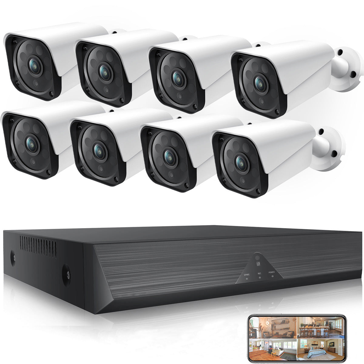 Campark W208 8CH 1080P Lite Wired DVR Security Cameras System with 3TB Hard Drive (Only available in the US)